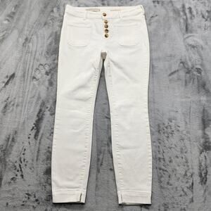 Anthropologie Pilcro Jeans Womens 29‎ White High-Rise Denim Leggings Button Fly